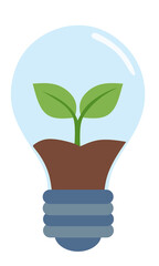 Light Bulb with Plant Growing Inside Concept. Suitable for environment, eco-friendly, ecology concepts.