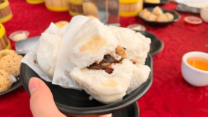 Steamed bun pork inside
