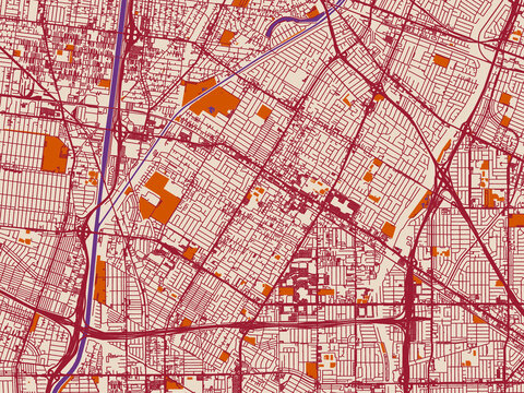 City map poster &mdash; Downey, California