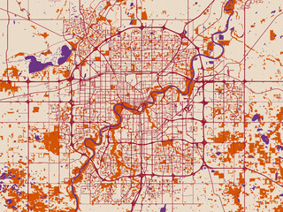 Fototapeta premium Decorative city map of Edmonton, Alberta