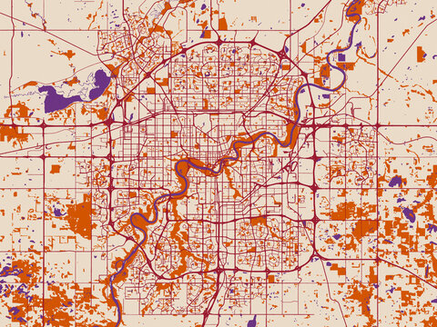 Decorative city map of Edmonton, Alberta