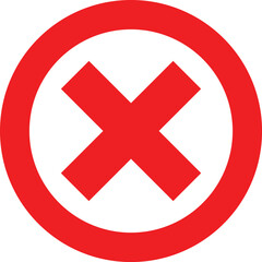 Obraz premium Prohibition or Error Sign with Red Cross and Circle