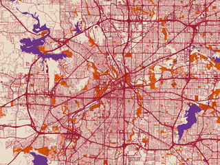 Obraz premium Fort Worth, Texas – street map