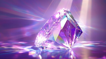 Sparkling Gemstone: Abstract Diamond with Iridescent Light and Reflections