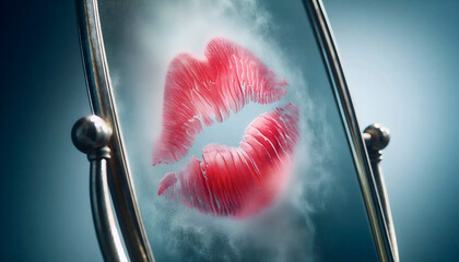 A lipstick kiss on a mirror, Ai generated image