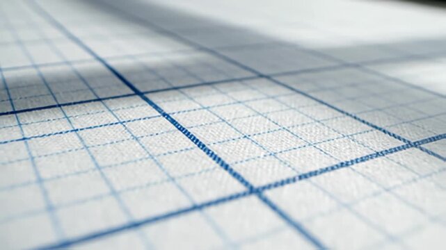 Blue grid pattern on white textured surface with selective focus