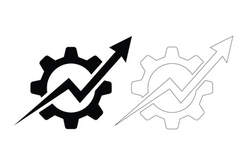 Gear icon with arrow pointing up on white background