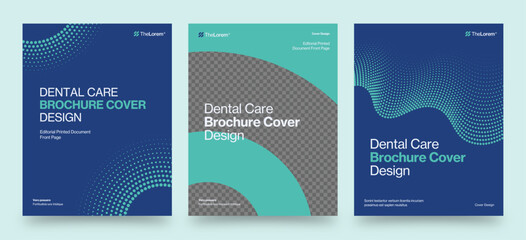 Brochure Cover Template & Front Page Design, for Blue Dental Dentist Medical Report Cover Layouts