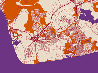 Naklejka premium Road network map of Kapolei, Hawaii