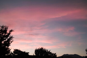 Pink Sunset Sky with Soft Clouds