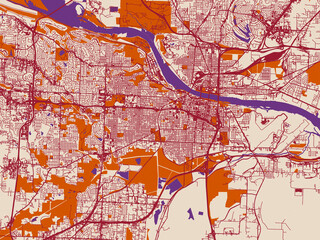 Naklejka premium City map of Little Rock, Arkansas