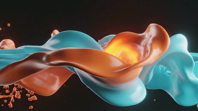Dynamic orange and blue liquid splash