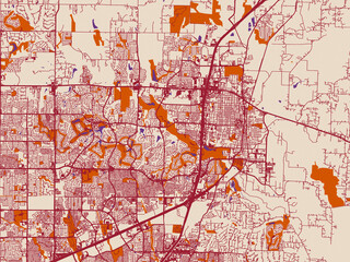 Obraz premium City map of McKinney, Texas – burgundy linework on cream