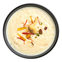 Top view of Indian food kheer isolated on transparent background