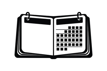 Black and white illustration of calendar on a white background