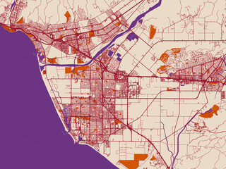 Naklejka premium City layout poster of Oxnard, California