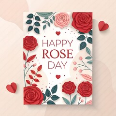Happy Rose Day romantic background with roses