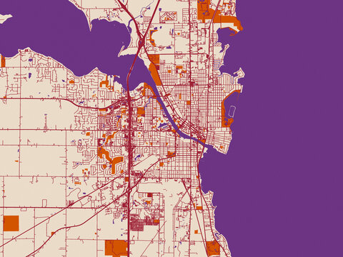 Geographic city layout of Oshkosh, Wisconsin