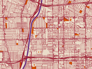 Obraz premium Street map of Paramount, California in cream and burgundy map