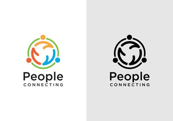 Vector human connection logotype, human connection vector logo design template with circular and connected design