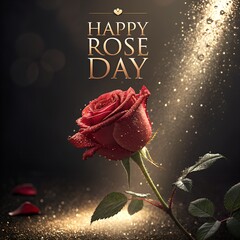 Happy Rose Day vintage background with red rose