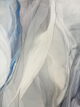 Abstract grey background with gold &mdash; black and white fluid art texture made with alcohol ink and golden potal. Beautiful gray natural art backdrop resembles marble, wing, aquarelle, water, splash.