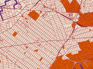 Obraz premium Street network map of Ridgewood, New York, warm boho color palette