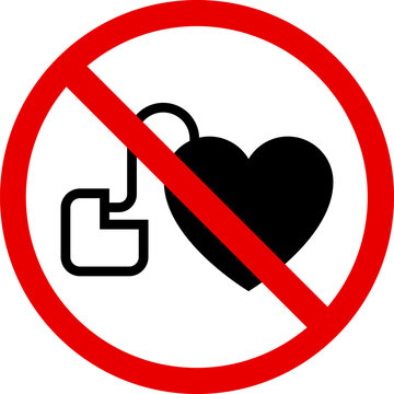No heart monitor symbol prohibition sign for medical equipment vector illustration for healthcare warnings