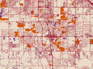 Fototapeta premium City layout poster — Southaven, Mississippi – cream and burgundy map