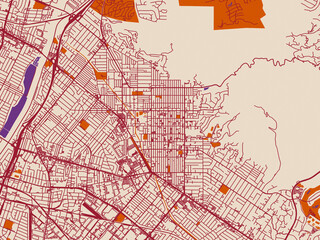 Naklejka premium Cartographic city illustration of Whittier, California
