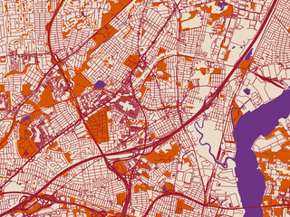 Obraz premium Graphic city map artwork of Woodbridge, New Jersey