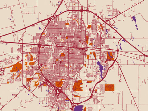 Decorative city map of Abilene, Texas