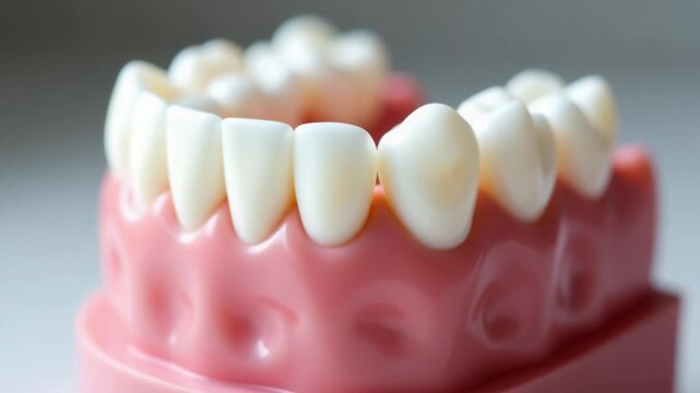 Video A detailed view of a dental model showing the inner structure of teeth