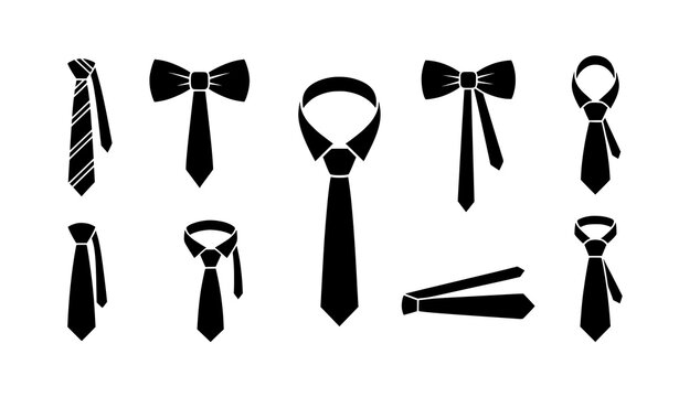 Formal tie icon silhouettes vector minimalist design set