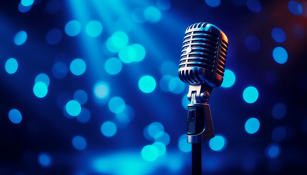 retro microphone on stage