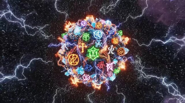 Vibrant cosmic orb with electric energy