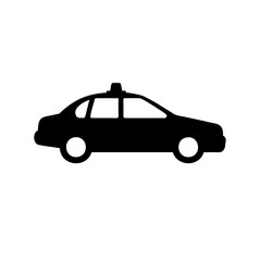 Naklejka premium Black silhouette of a taxi cab on a white background side view