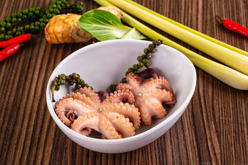 Gourmet Boiled octopus in the bowl © Andrei Starostin