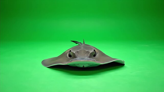 Marine stingray swimming gracefully on a green screen background.
