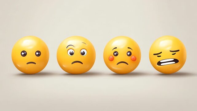 3D Animated Emojis Showing Emotional Range Happy to Sad