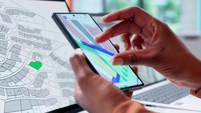 Real Estate Engineer Viewing BIM Property Mapping