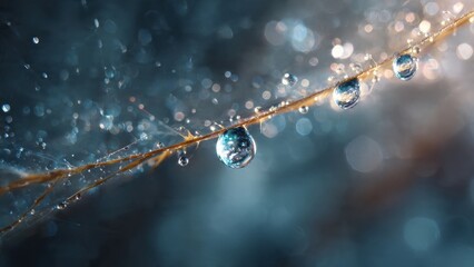 Water Droplets on a Twig