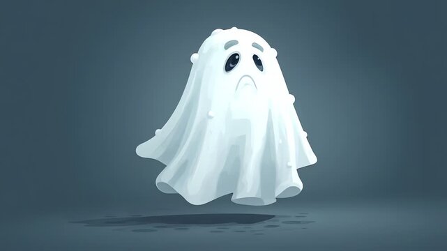 Cute cartoon ghost floating and changing expressions