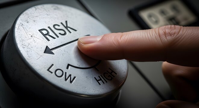 Finger pressing risk button on control panel