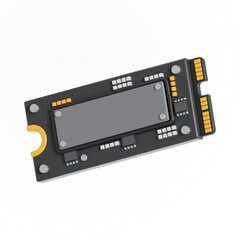 Obraz premium Electronic Circuit Board with Gray Screen and Yellow Connectors
