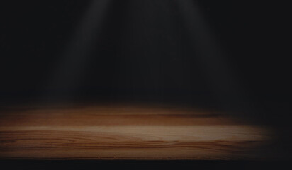 empty wooden table with smoke float up on dark background Empty Space for display your products,.empty wooden table with smoke float up on dark background Empty Space for display your products