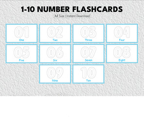 1 to 10 Tracing Flashcards for KIds Preschool and Kindergarten