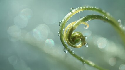 Spiral plant with dew drops