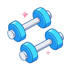 Obraz premium Blue Cartoon Dumbbells Fitness Workout Gym Strength Training Exercise Equipment Icons