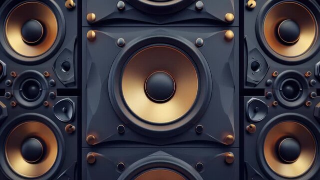 Video A group of stacked speakers standing tall